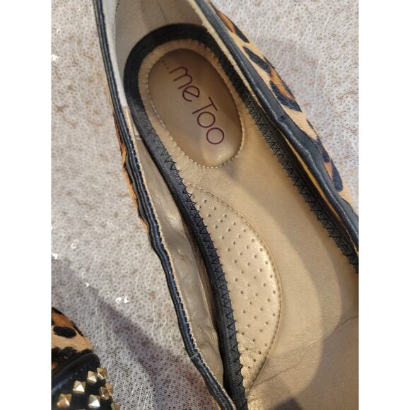 Me Too‎ 7.5M Women Leopard Print Faux Calf Hair Studded Toe Ballerina Flats - Picture 3 of 5